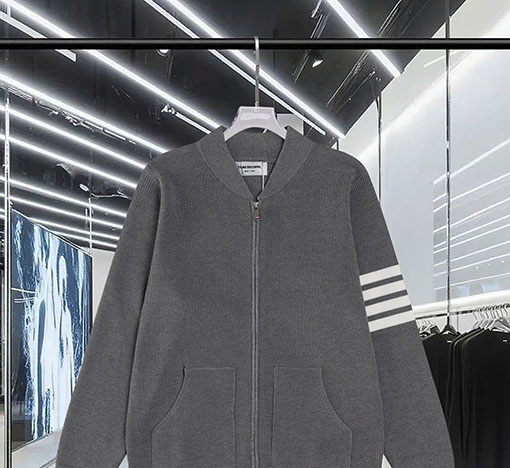 トムブラウン カラーブロックジッパー4本ストライプストライプニットセータージャケットウールセーター