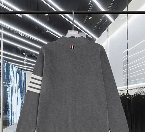 トムブラウン カラーブロックジッパー4本ストライプストライプニットセータージャケットウールセーター