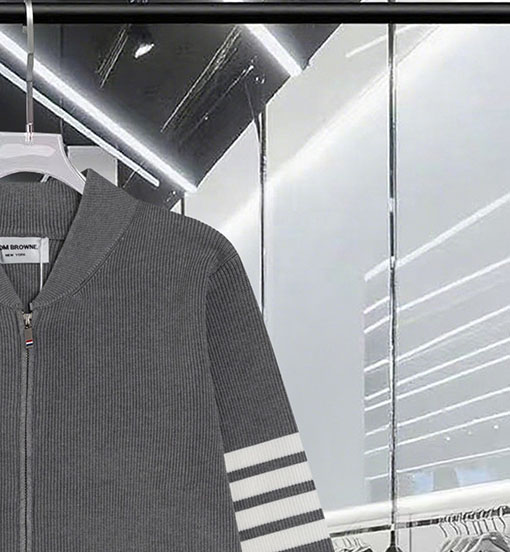 トムブラウン カラーブロックジッパー4本ストライプストライプニットセータージャケットウールセーター