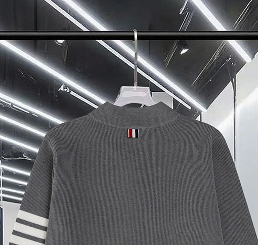 トムブラウン カラーブロックジッパー4本ストライプストライプニットセータージャケットウールセーター