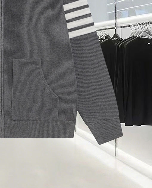 トムブラウン カラーブロックジッパー4本ストライプストライプニットセータージャケットウールセーター