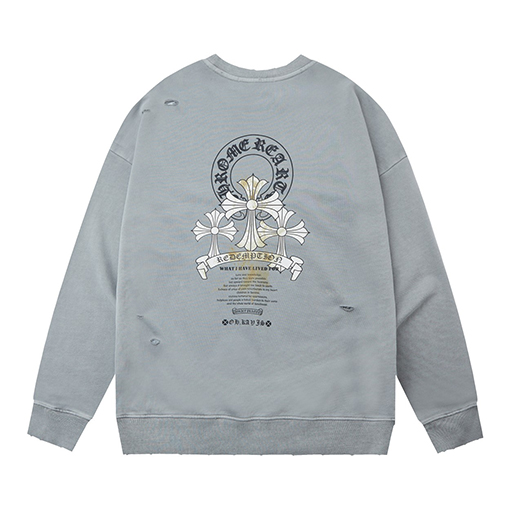 クロムハーツ クロスプリントレタークルーネックスウェットシャツ