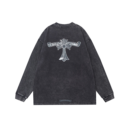 クロムハーツコピー 新モデルクロスプリントクルーネック長袖シャツ