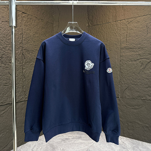 モンクレール スタイリッシュなレターロゴパッチシリコンクルーネックスウェットシャツ