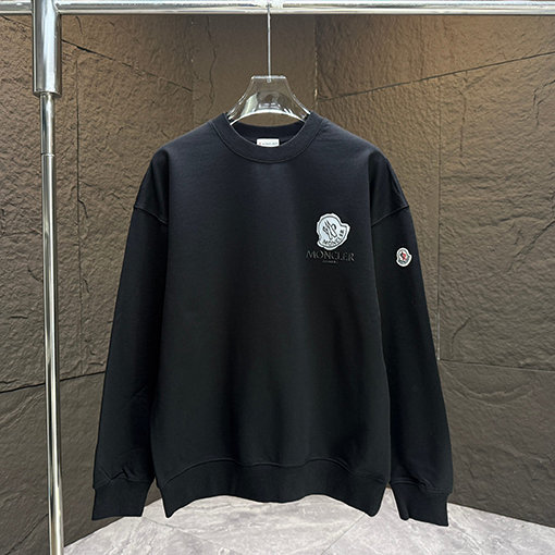 モンクレール スタイリッシュなレターロゴパッチシリコンクルーネックスウェットシャツ