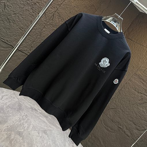 モンクレール スタイリッシュなレターロゴパッチシリコンクルーネックスウェットシャツ
