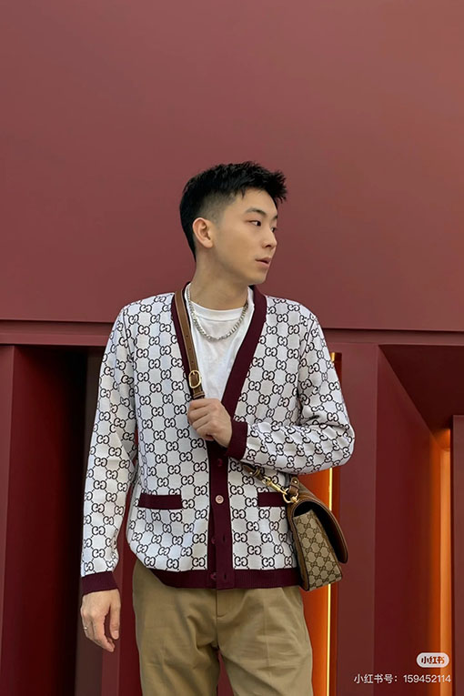 グッチコピー リバーシブルモノグラムニットジャカードカーディガン