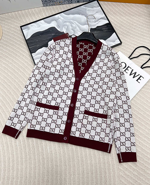 グッチコピー リバーシブルモノグラムニットジャカードカーディガン