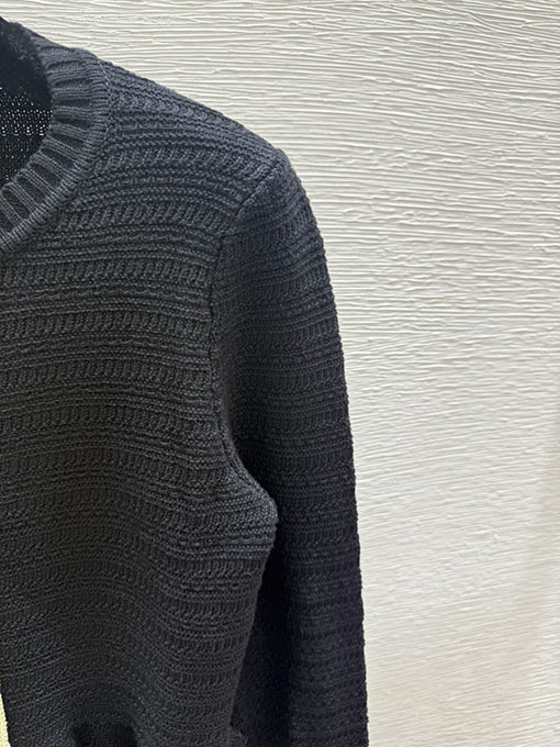 シャネルコピー 新作の金銀糸レディースフリルラウンドネックニット長袖カーディガン