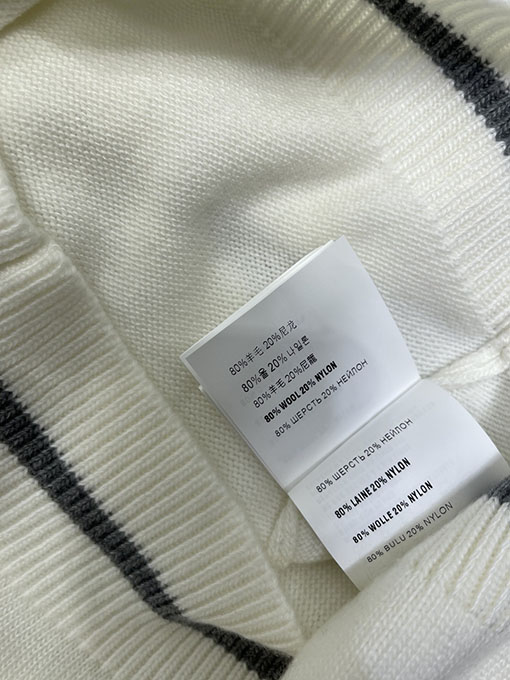 プラダ クルーネックのカラーブロックレターロゴニット長袖セーター