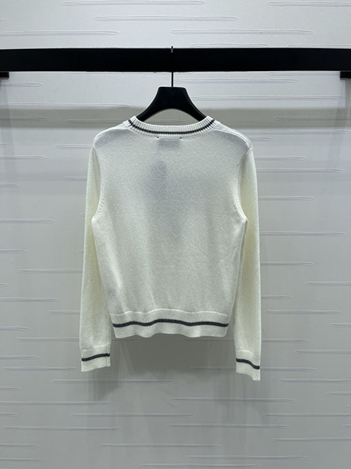 プラダ クルーネックのカラーブロックレターロゴニット長袖セーター