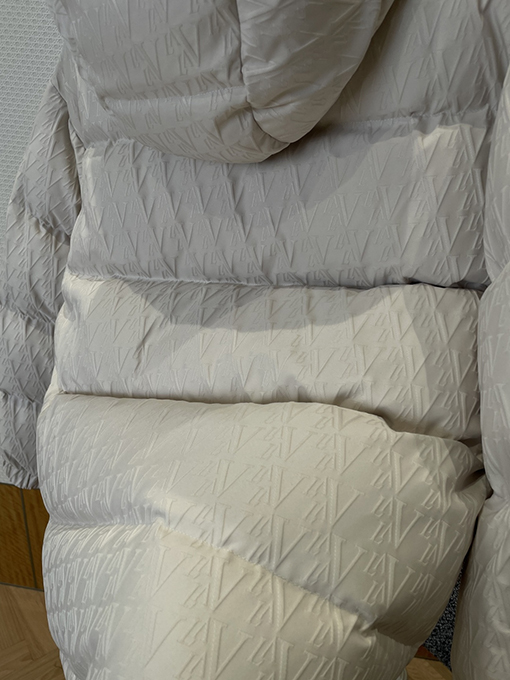 ルイヴィトン レザーラベルのフード付きダウンジャケット