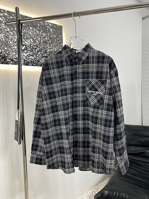 マルタンマルジェラ 新しいチェック柄の長袖シャツ