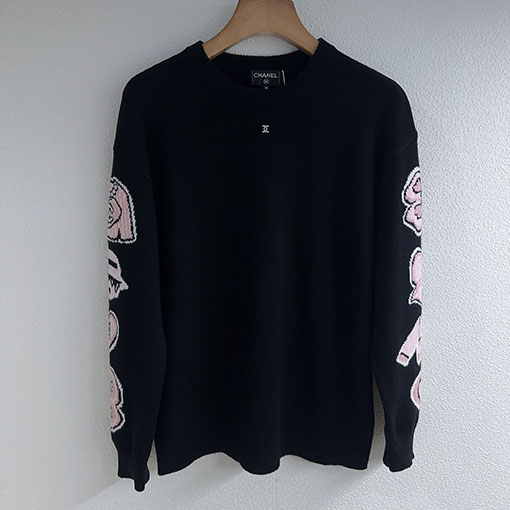 シャネル カラーブロック柄ジャカードクルーネックニットセーター