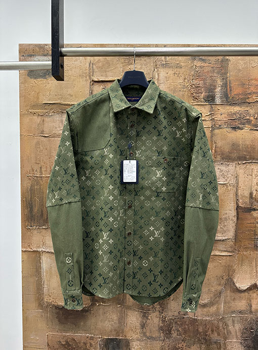 ルイヴィトンスーパーコピー モノグラムパッチワークワークウェアキャンバスシャツ