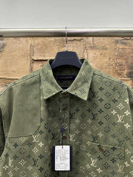 ルイヴィトンスーパーコピー モノグラムパッチワークワークウェアキャンバスシャツ