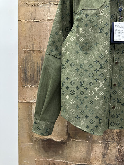 ルイヴィトンスーパーコピー モノグラムパッチワークワークウェアキャンバスシャツ