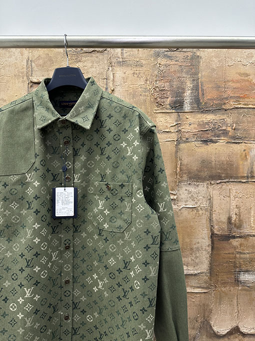 ルイヴィトンスーパーコピー モノグラムパッチワークワークウェアキャンバスシャツ