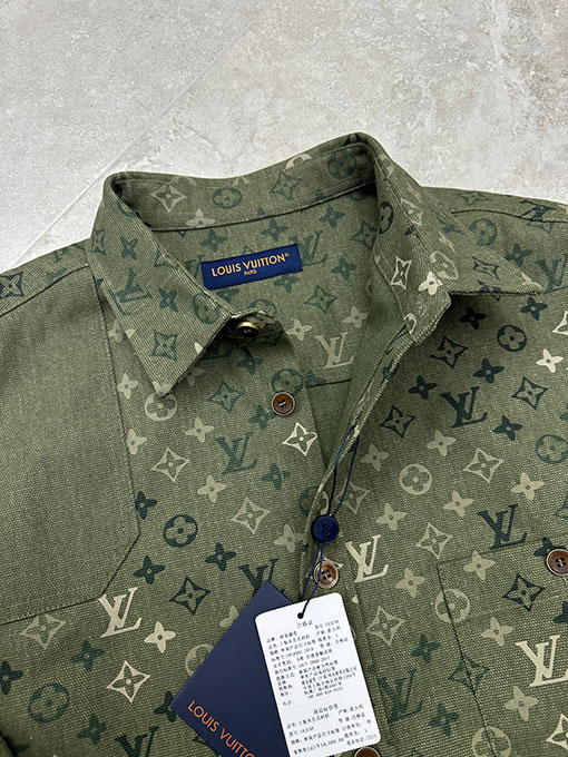 ルイヴィトンスーパーコピー モノグラムパッチワークワークウェアキャンバスシャツ