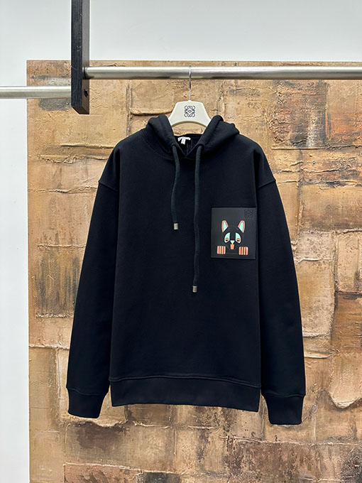 ロエベ コラボレーションレザーパッチポケットパーカー