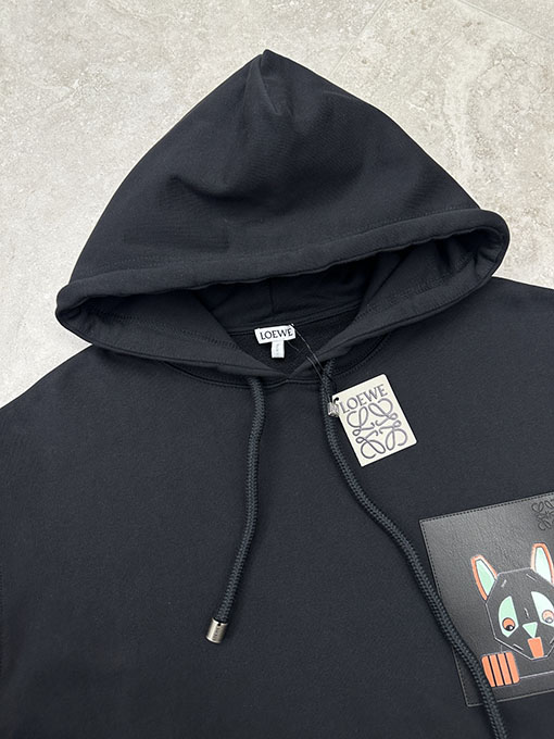 ロエベ コラボレーションレザーパッチポケットパーカー