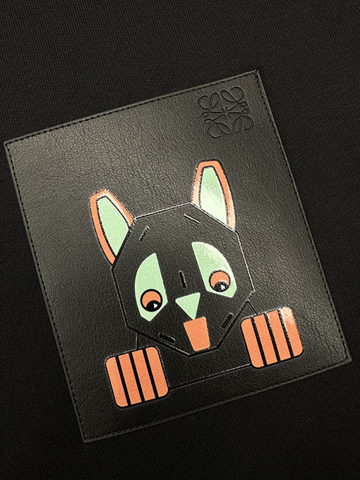 ロエベ コラボレーションレザーパッチポケットパーカー