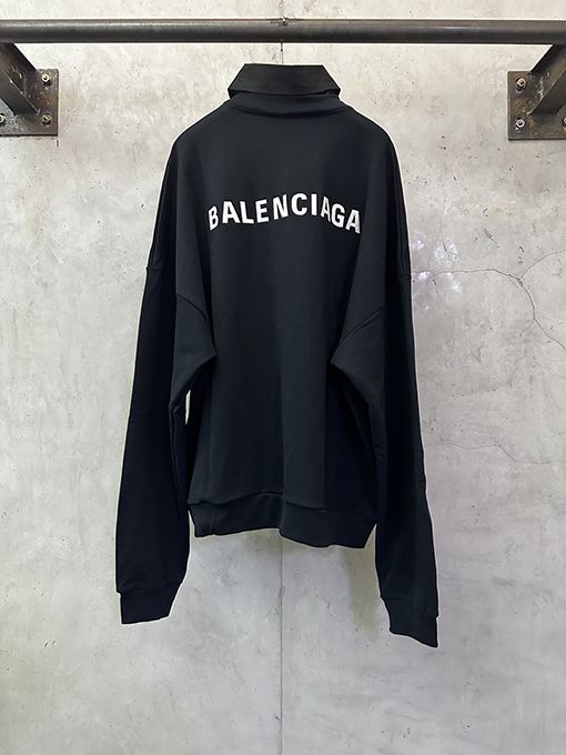 バレンシアガ balenciaga シャツカラーのパッチワークフェイクツーピーススウェットシャツ
