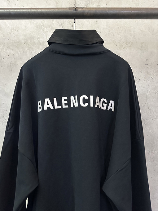 バレンシアガ balenciaga シャツカラーのパッチワークフェイクツーピーススウェットシャツ