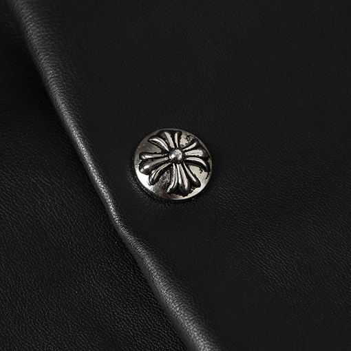 クロムハーツコピー クロス柄レザースナップボタンジャケット