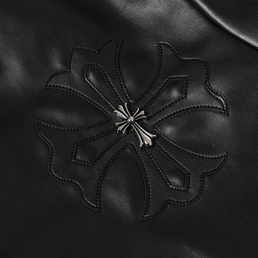 クロムハーツコピー クロス柄レザースナップボタンジャケット