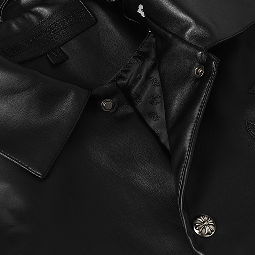 クロムハーツコピー クロス柄レザースナップボタンジャケット