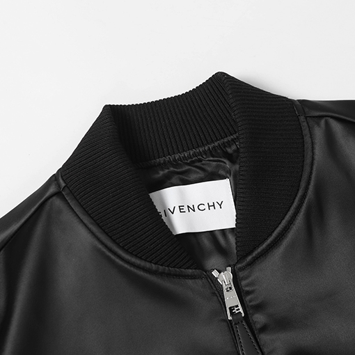 ジバンシイ GIVENCHY Paris サテンアップリケパッチワークレザーボンバージャケット