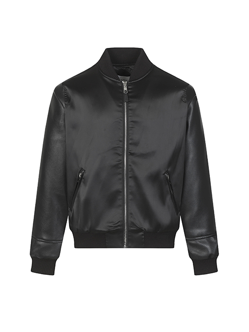 ジバンシイ GIVENCHY Paris サテンアップリケパッチワークレザーボンバージャケット