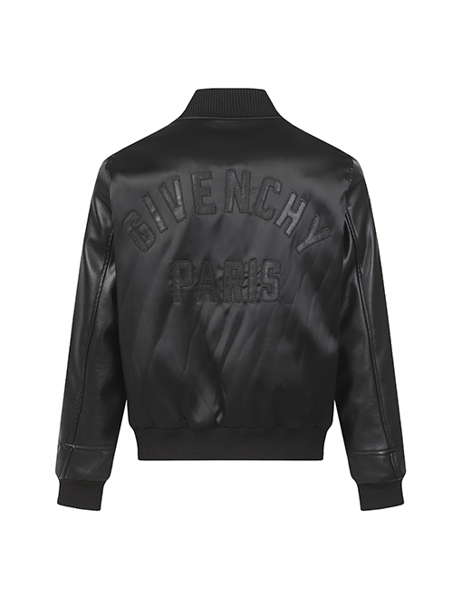 ジバンシイ GIVENCHY Paris サテンアップリケパッチワークレザーボンバージャケット