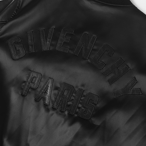ジバンシイ GIVENCHY Paris サテンアップリケパッチワークレザーボンバージャケット
