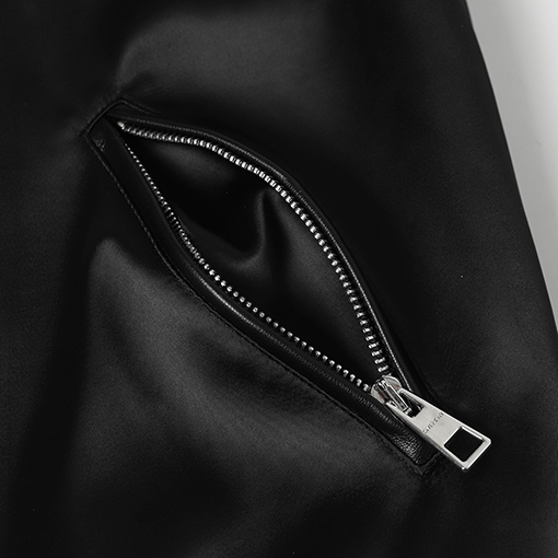 ジバンシイ GIVENCHY Paris サテンアップリケパッチワークレザーボンバージャケット