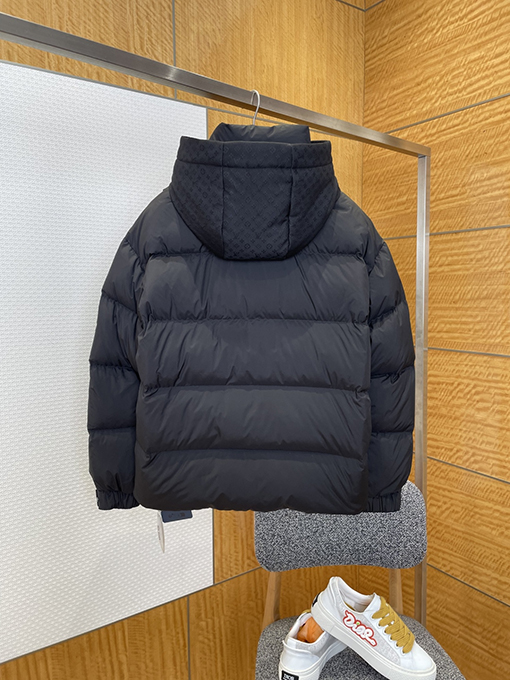 ルイヴィトン ジャカードフード付きキルティングダウンジャケット