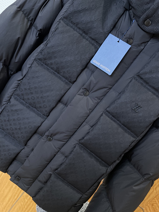 ルイヴィトン ジャカードフード付きキルティングダウンジャケット
