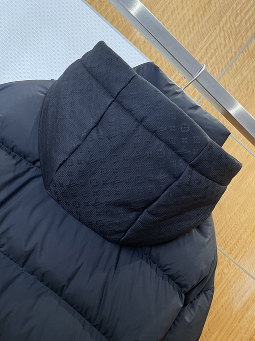 ルイヴィトン ジャカードフード付きキルティングダウンジャケット