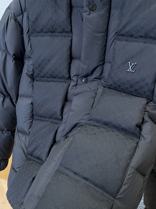 ルイヴィトン ジャカードフード付きキルティングダウンジャケット