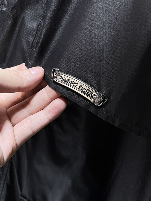 クロムハーツ クロスパターンのダブルアームパッチワークレザージップアップフード付きセーター