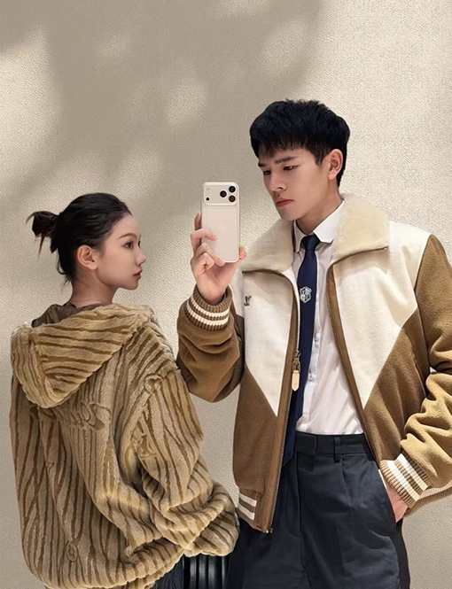 ルイヴィトンスーパーコピー カラーブロックのファートリムコットンコート