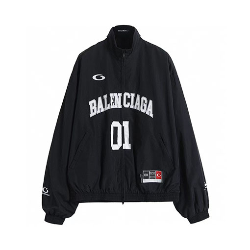バレンシアガ Balenc1aga ハーフリング01刺繍バスケットボールウィンドブレーカージャケット
