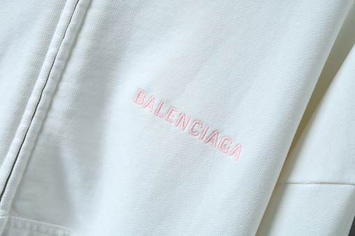 バレンシアガ Balenc1aga 英語の刺繍とダメージのジッパーがダメージのフード付きスウェットシャツ