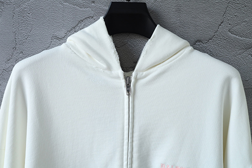 バレンシアガ Balenc1aga 英語の刺繍とダメージのジッパーがダメージのフード付きスウェットシャツ