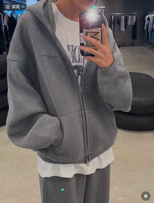 アレキサンダーワン Alexander wang 新作ラインストーンロゴジッパースウェットシャツジャケット