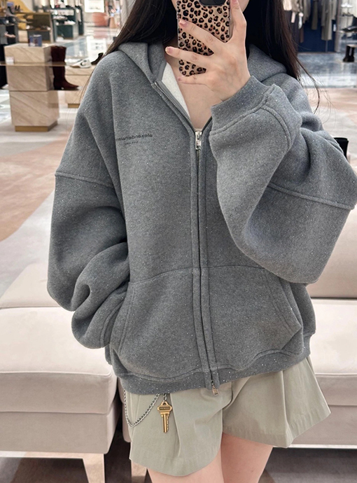 アレキサンダーワン Alexander wang 新作ラインストーンロゴジッパースウェットシャツジャケット