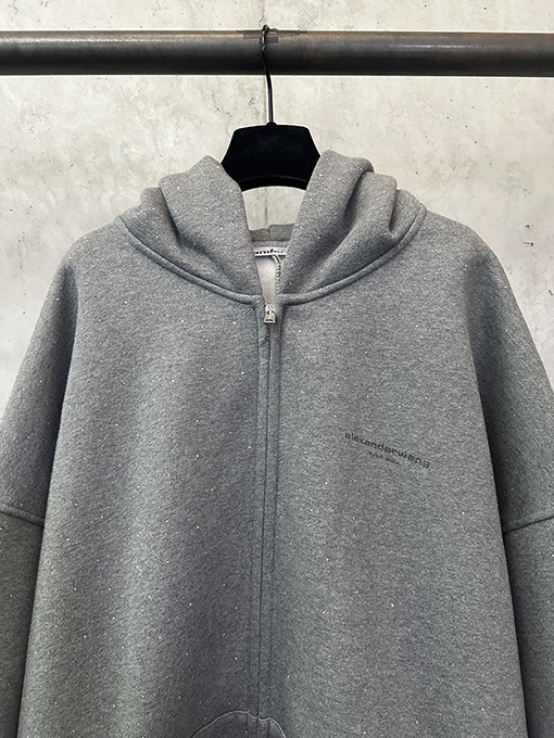 アレキサンダーワン Alexander wang 新作ラインストーンロゴジッパースウェットシャツジャケット