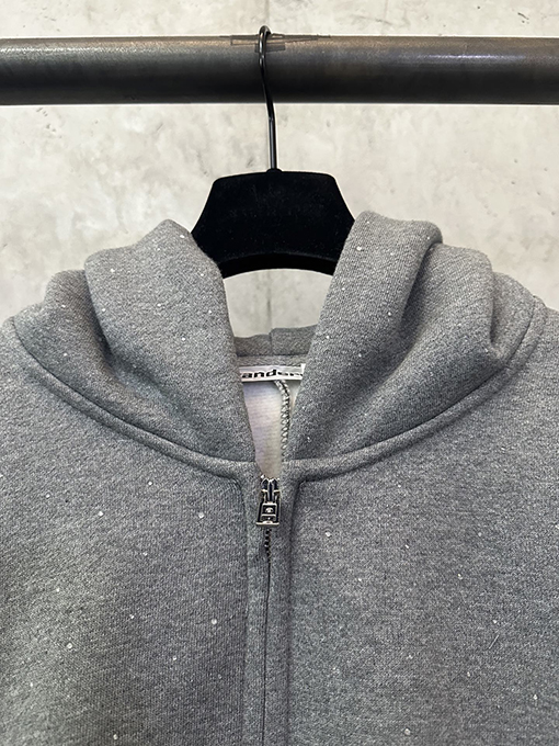 アレキサンダーワン Alexander wang 新作ラインストーンロゴジッパースウェットシャツジャケット