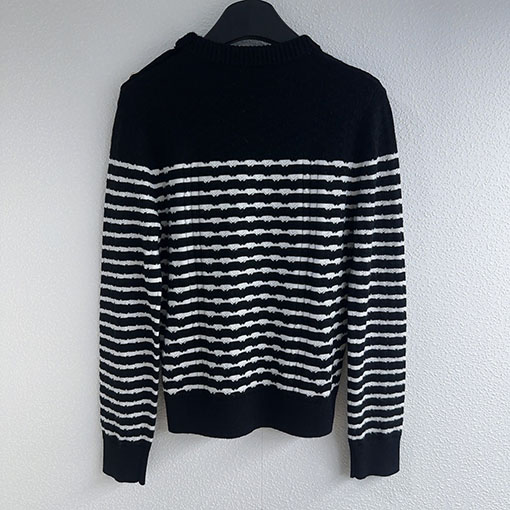 シャネル カラーブロックストライププルオーバー長袖ニットセーター